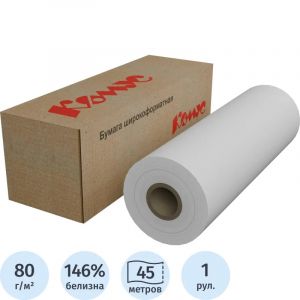 Бумага широкоформатная InkJet 80г 297ммх45м 50,8мм