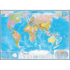 Карта настенная Мир политическая 1:17млн., 2,02х1,43м