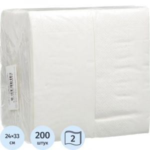 Салфетки бумажные 2 сл. 33х24 белые 1/6 слож 200 шт./уп. С33-86