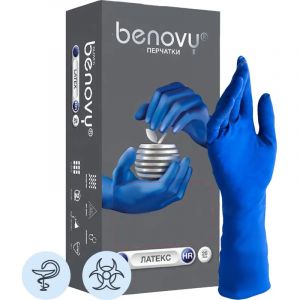 Перчатки мед.смотров. латекс., нест.,н/o, High Risk,Benovy(M) 25 пар/уп