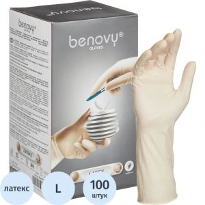Мед.хирург. перчатки латекс., стерил. неопуд. ПАФ,  Benovy  р-8,5 50 пар/уп