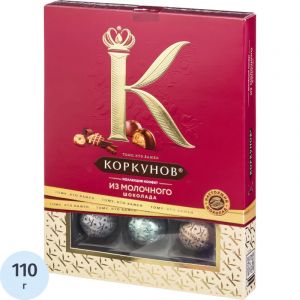 Конфеты А.Коркунов ассорти молоч шок с фундук, грец орех, ваф крошкой, 110г