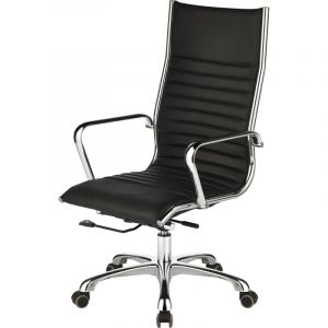 Кресло BN_Jl_Руководителя EChair-704 TL кожа черная, хром