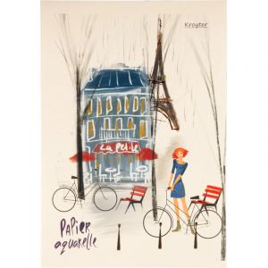 Альбом для рисования акварелью Kroyter 40л,склей А4,Город,фольга,60120