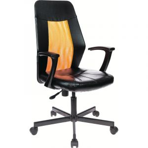 Кресло VB_EChair-225 PTW к/з черный, сетка оранжевая (TW38-3)