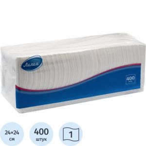 Салфетки бумажные Лилия 24х24 см., 400 листов/уп белы е