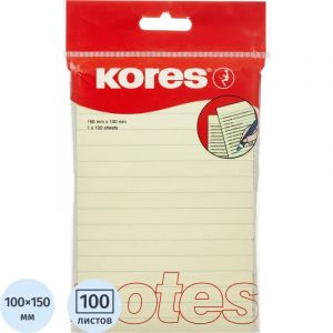 Стикеры Kores бум.для зам. 100х150 желтая 100л. линейка &#039;46510