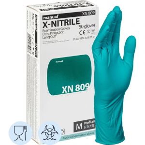 Перчатки мед.смотров. нитрил.,нестер., зеленый ,MANUAL XN 809 (M) 25пар,ПС