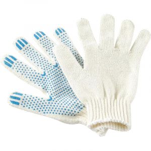 Перчатки защитные трикотажные с ПВХ Точка  2 нити 7 класс 10пар/уп