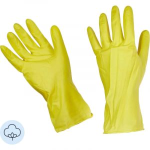Перчатки резиновые латекс хлопковое напыление желтый р-р XL ЭКОНОМ