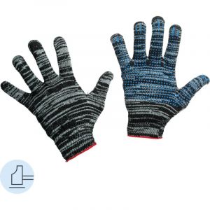 Перчатки защ трикотажн с ПВХ Точка 4 нити 42г 10кл графит 300пар/уп 1291366