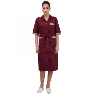 Халат для горничных и уборщиц у01-ХЛ кор.рукав бордо(р.60-62)170-176