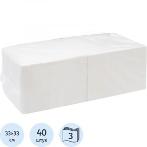 Салфетки бумажные 3 сл. 33х33 белые 1/4 слож 200 шт./уп