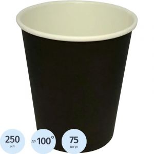Стакан одноразовый бум 1-сл. d-80мм 250мл черный КОМУС 75шт/уп