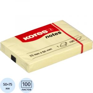 Стикеры Kores бум.для зам. 75х50 желтая 100л. &#039;46057