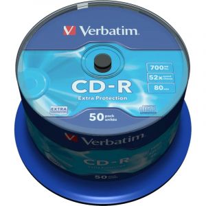 Носители информации CD-R, 52x, Verbatim Extra Protection, Cake/50, 43351