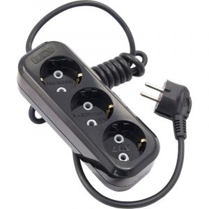 Удлинитель LUX У3-Е-03 3-местный с з/к, 250В 16А, 3м, черный