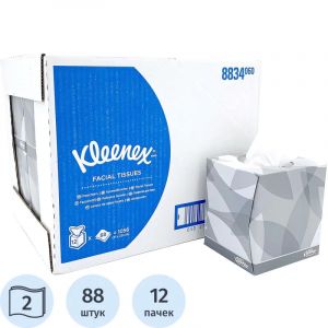 Салфетки косметические д/лица в кубе KK 2сл бел 88лист/кор.12кор./уп.8834