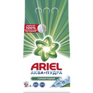 Порошок стиральный Ariel Аква Пудра Горный родник автом 3кг д/бел бел