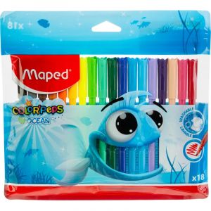 Фломастеры Maped COLOR&#039;PEPS OCEAN,супер-смываемые,18цв/наб,845721