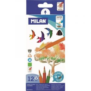 Карандаши акварельные цветные 12цв 3-гран Milan