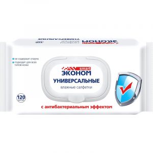Салфетки влажные Эконом smart д/рук универс 120шт./уп. с клапаном 30647