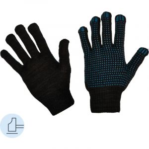 Перчатки защитные трикотажные ПВХ Точка 4 нити 42г 10 класс черные 10пар/уп