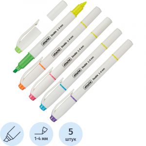 Набор текстовыделителей Attache Double 1-4 мм наб 6 цв 5 маркеров