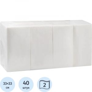 Салфетки бумажные 2 сл. 33х33 белые 1/8 слож 200 шт./уп