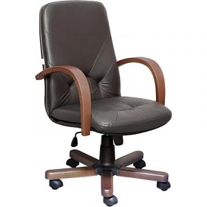 Кресло UP_Менеджер/Комо/К дерево Н5, кожа чёрная К-01