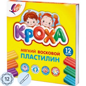 Пластилин восковой Луч Кроха 12 цв восковой 180гр со стеком