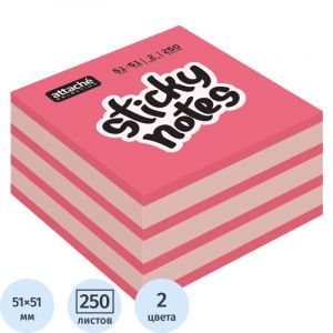Стикеры Attache Selection миникуб 51х51, розовый 250 л