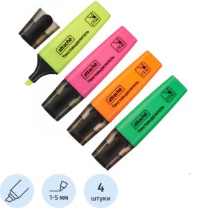 Набор текстовыделителей текста Attache Colored 1-5мм набор 4цв