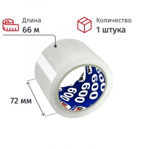 Клейкая лента упаковочная Unibob 72мм х 66м 45мкм прозрачная