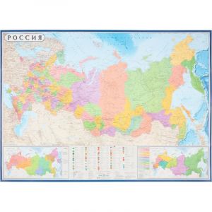 Карта настенная РФ политико-административная 1:6млн.,1,43х1,02м