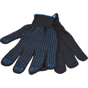 Перчатки защитные трикотажные с ПВХ Точка 4 нити 10 класс черные 10пар/уп