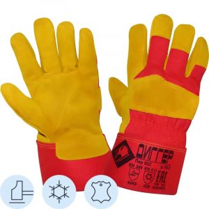 Перчатки защитные ДИГГЕР спилковые комбинированные утепленные желтые