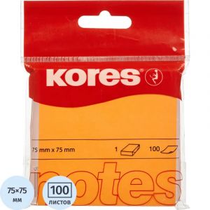 Стикеры Kores бум.для зам. 75х75 неоновая оранжевая 100л. &#039;47074