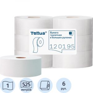 Бумага туалетная Торк/Tellus Стандарт T1 1сл бел вторич втул525м120195 6рул