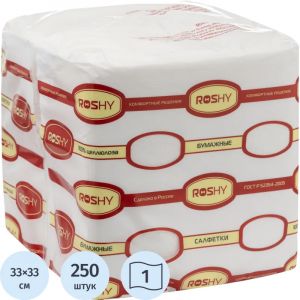 Салфетки бумажные 1 сл. 33х33 белые 250 шт./уп