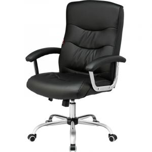 Кресло BN_Dt_EChair-550 TR рец.кожа черная, хром