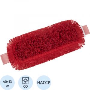 Насадка МОП плоский 40х13см ухо+карман хлопок красный CN3066