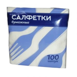 Салфетки бумажные 1 сл. 24х24 белые 100 лист/пач, 15 пач/уп