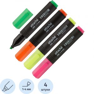 Набор текстовыделителей Attache Economy Uno 1-4мм набор 4цв