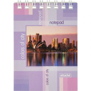 Блокнот на спирали А7 40л.  БИЗНЕС ATTACHE 14с153 клет.