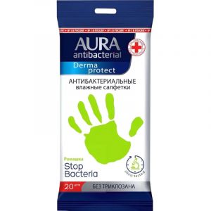 Салфетки влажные AURA антибактериальные 20шт.