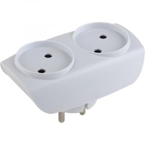 Тройник ЭРА, 2 роз/16А/3500Вт, без заземл, белый, SP-2-W