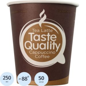 Стакан одноразовый бум 1-сл. d-80мм 250мл TasteQuality 50шт/уп