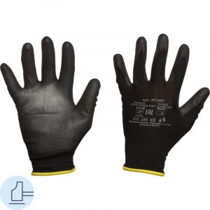 Перчатки защитные нейлоновые с полиуретановым покрытием черные р 8, PU1001