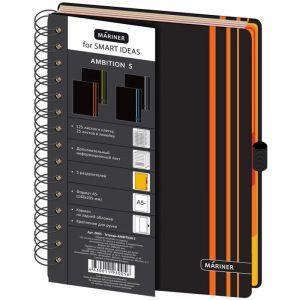Бизнес-тетрадь Ambition 5,А5,150л,148х205,5 раз,рез под руч,кл+л,красн,0005